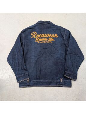 Y2K Rocawear Denim Co Chain Stitch Dark Blue Denim Jacket